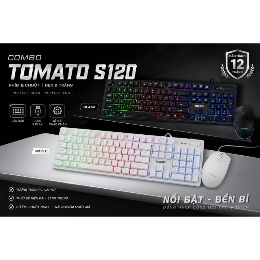Combo bàn phím chuột Tomato S120 - Đen