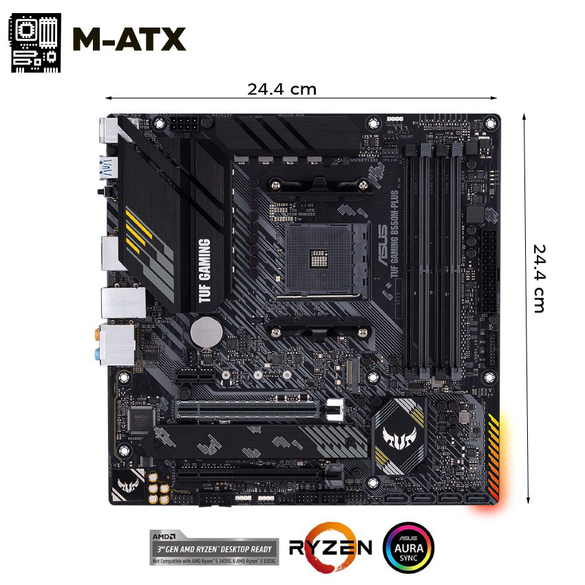 Mainboard ASUS TUF GAMING B550M-PLUS (AMD B550, Socket AM4, m-ATX, 4 khe RAM DRR4) - Ảnh 2