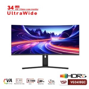 Màn Hình Cong Gaming Ultrawide VSP VG3418QC (34inch/2K/VA/180hz/1ms/Adaptive Sync)