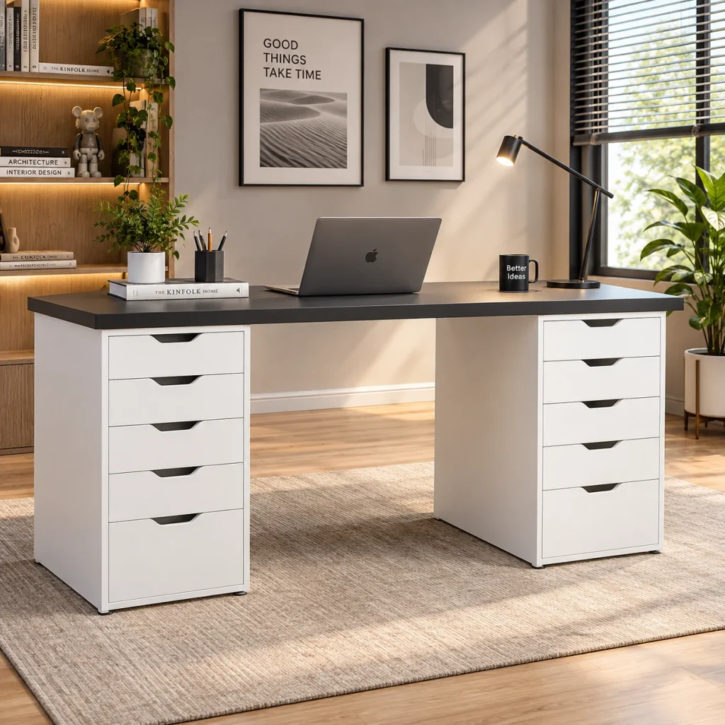 Bàn IKEA 2 Tủ 1m6, 1m8 MDF Lõi Xanh thumbnail 4