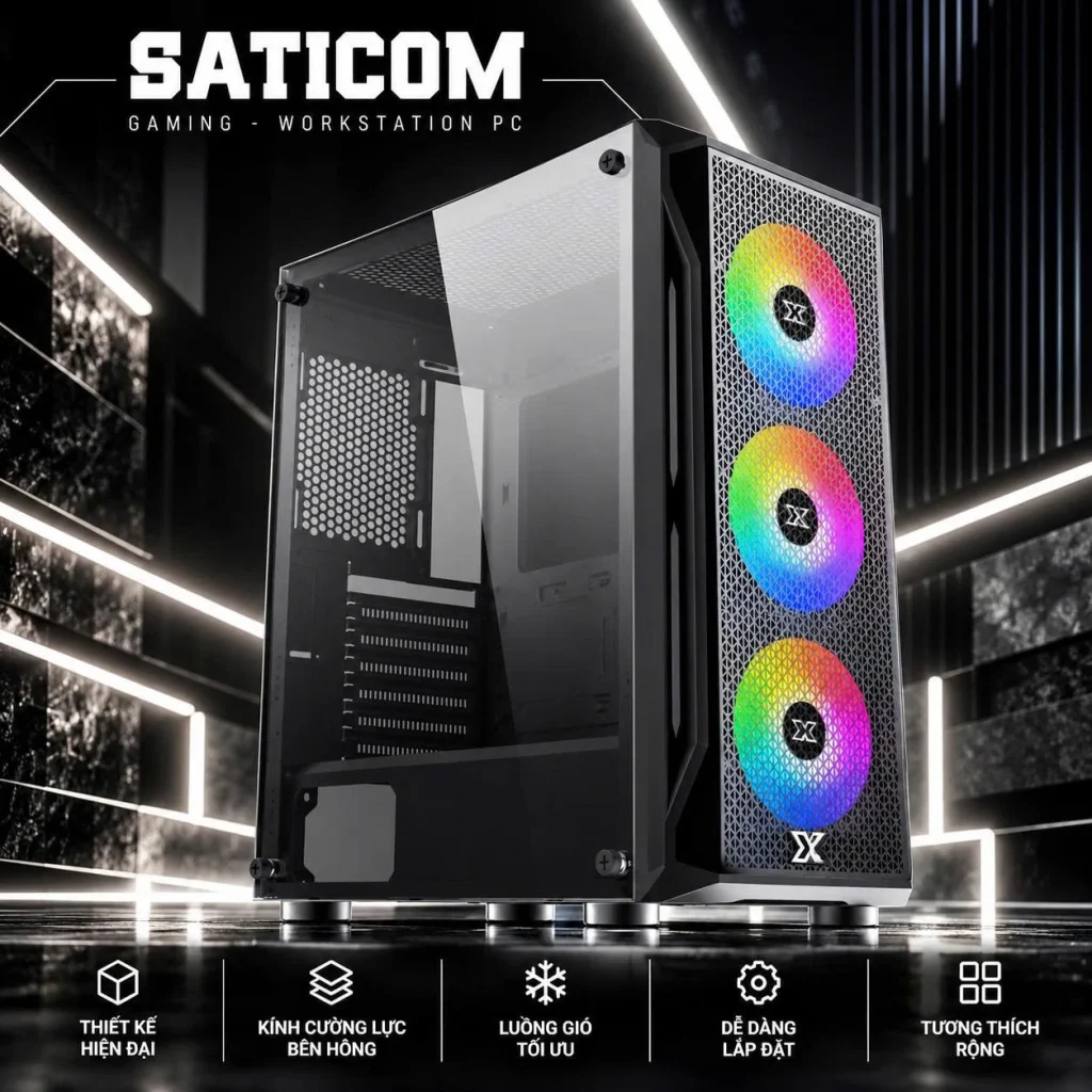 Case Xigmatek Star 3F F-ATX Đen EN90649 | SATICOM