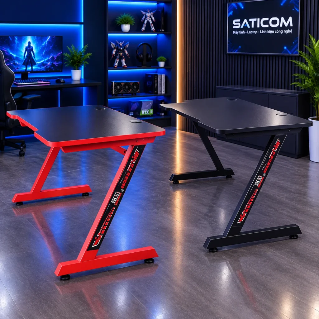 Bàn Gaming Chân Z Có Tem Loại 1 (Màu Đen/ Đen Đỏ) - Full Box