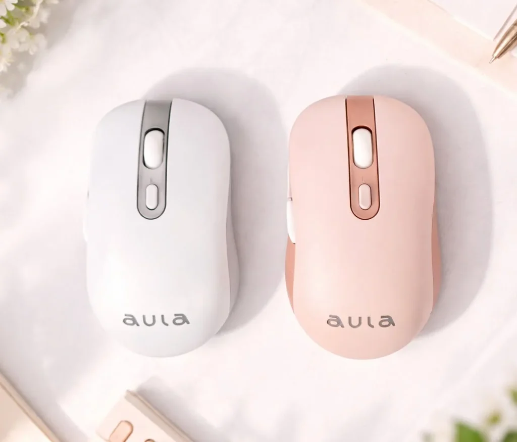 Chuột Quang Không Dây AULA AM212 (Màu Trắng/ Hồng)