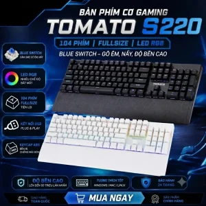 Bàn Phím Cơ Tomato S220 Trắng Đen Blue Switch LED