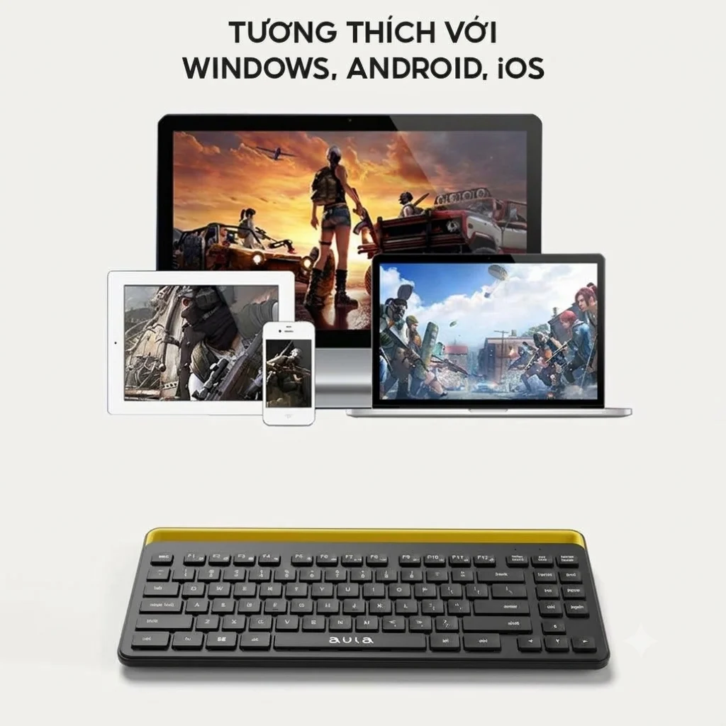 Bàn Phím Bluetooth AULA AWK310 Đen Không Dây thumbnail 2