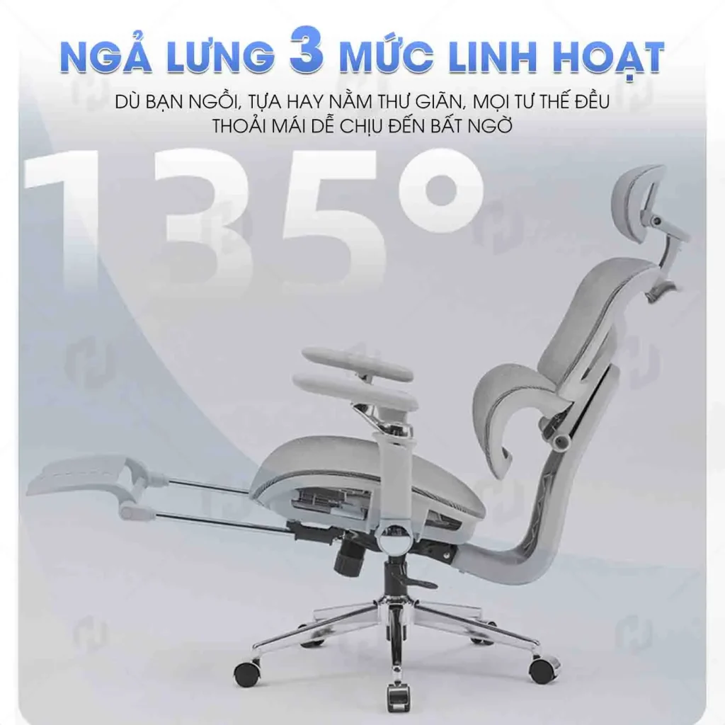Ghế Công Thái Học (909) Lưới Mesh, Ngả 135° thumbnail 3