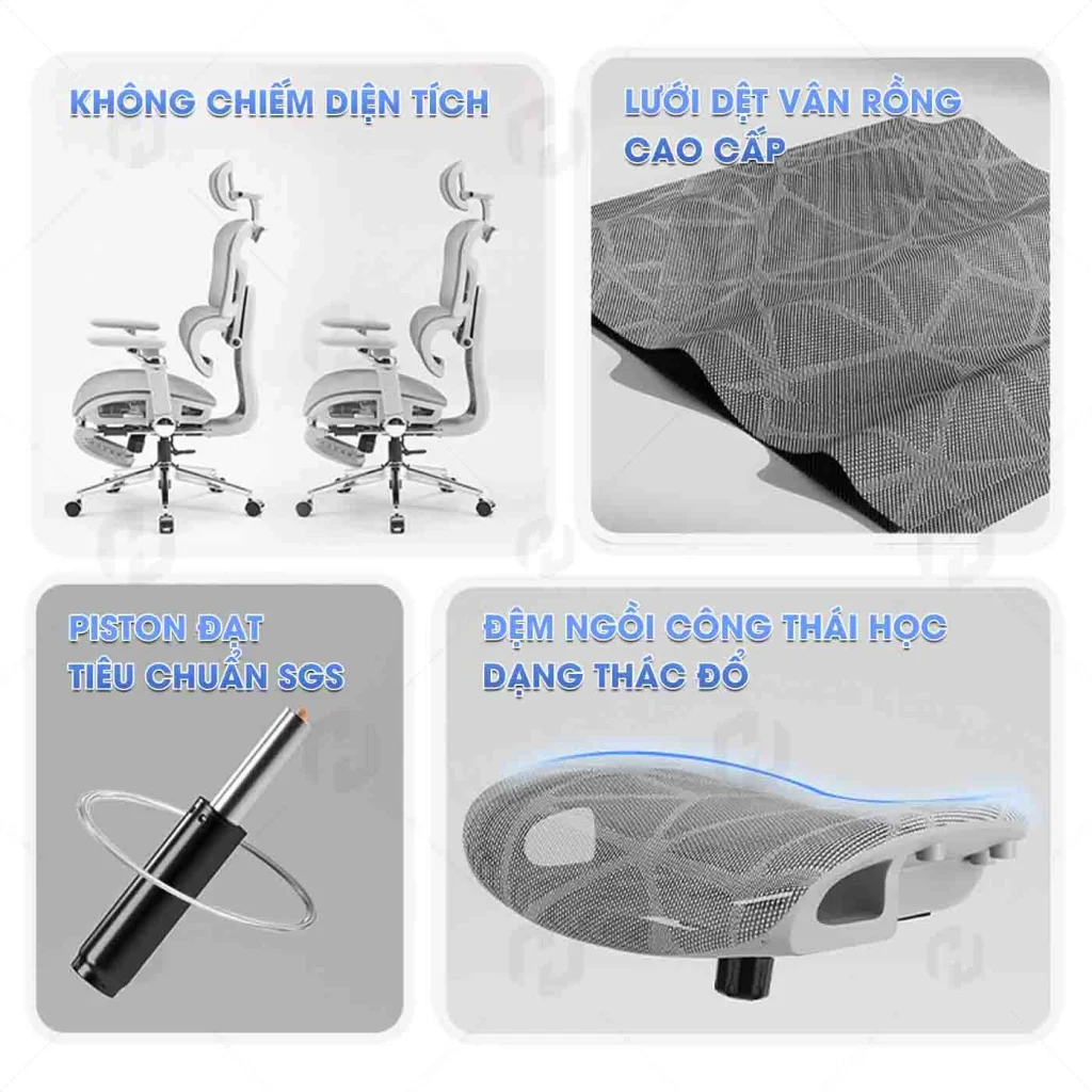 Ghế Công Thái Học (909) Lưới Mesh, Ngả 135° thumbnail 5