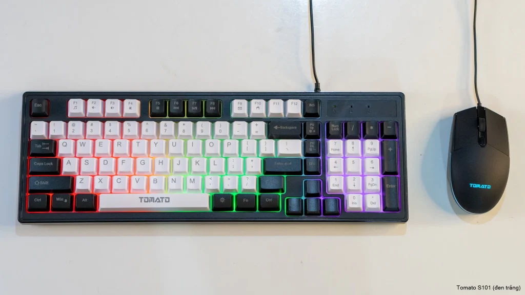 Combo Phím Chuột Tomato S101 Mix Đen Trắng LED RGB thumbnail 2