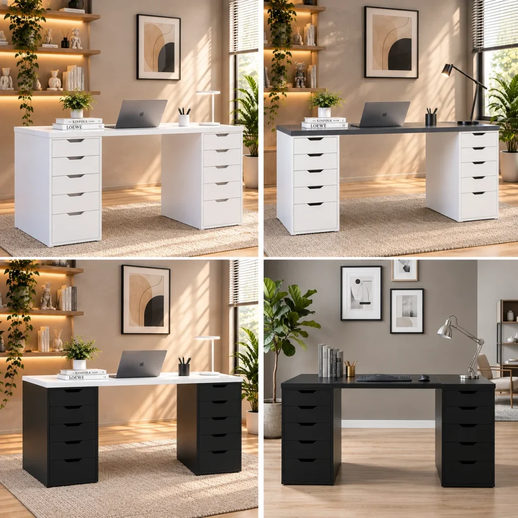 Bàn IKEA 2 Tủ 1m6, 1m8 MDF Lõi Xanh
