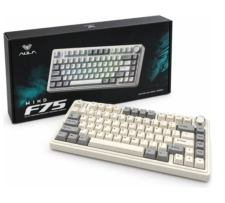 Bàn Phím Cơ Gaming AULA F75 (Xám Trắng) - Milk White Switch